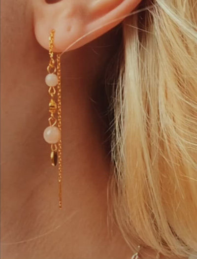 Lange øreringe perler guld